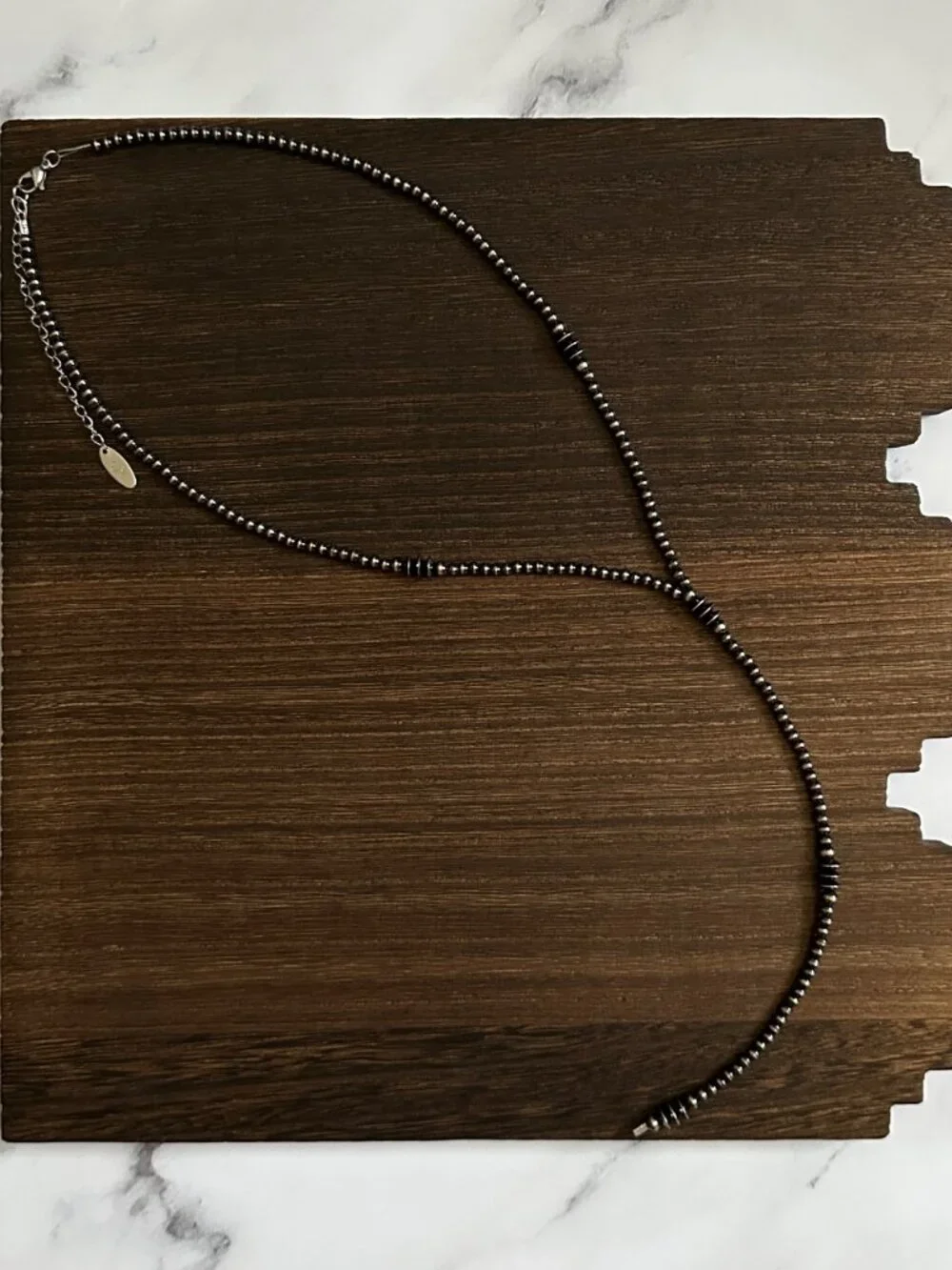 Handmade Triple Saucer Brushed Steel Western Pearl Lariat Necklace 20 inch